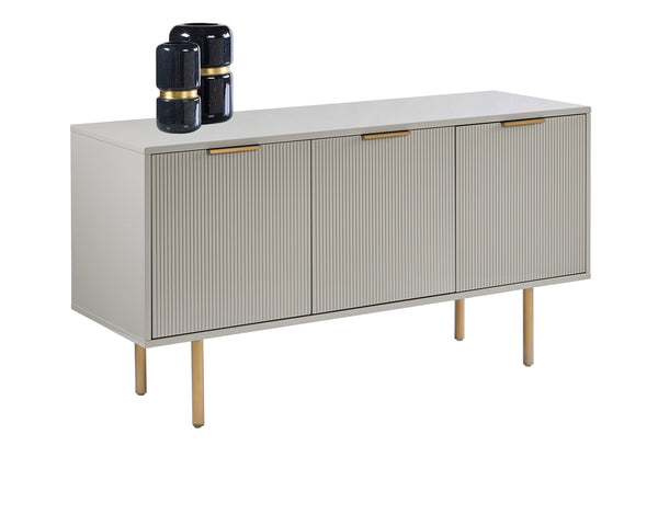 Sunpan Dorada Modern Sideboard With High Gloss Grey Finish And Gold Hardware - Stylish Storage Solution Grey Wood 111905