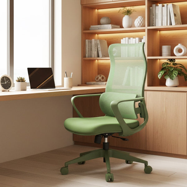 English Elm Ergonomic High Back Mesh Office Chair with Adjustable Lumbar Support and Molded Foam Seat Green W5280P463571