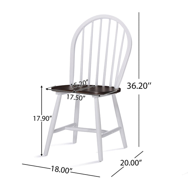 English Elm Christopher Knight Home® - 5-Piece Round Dining Set with Pedestal Table and Spindle-Back Chairs — Farmhouse Charm for 4 Brown,White 56487.00WBRN_N771P205332W