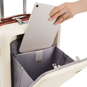 English Elm Luggage 3 Piece Abs Hard Shell Set with Usb Port Front Opening Spinner Wheels N726P268996O