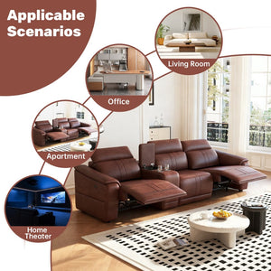 English Elm Power Reclining Sectional Sofa Faux Leather 3 Seat with Usb Ports and Storage W3795S00011