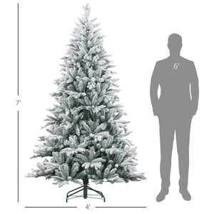 English Elm Homcom 7Ft Snow-Flocked Artificial Christmas Tree With 1401 Tips, Easy Assembly & Metal Stand W2225P229179