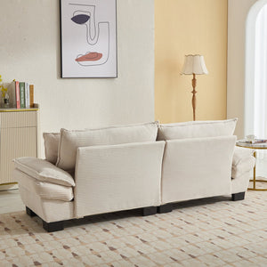 English Elm Corduroy Stylish Sleeper Sofa Loveseat with Dual-Layer Cushions & Two Support Pillows, Sturdy Frame Beige W676P184129