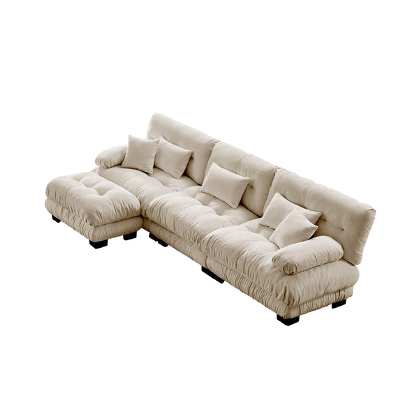 English Elm Luxury Modular Sectional Sofa Couch - Elegant Chenille L-Shaped Deep Seat With Convertible Ottoman W714S01029