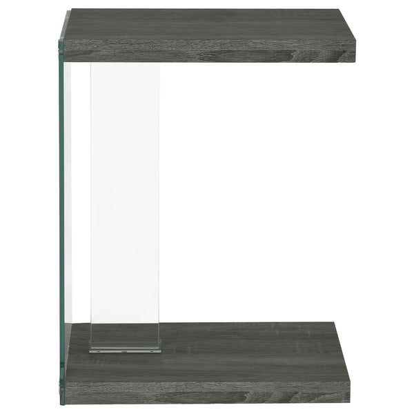 English Elm Sampson Weathered Grey C-Shape Side Table — Rustic Engineered Wood, Space-Saving Slide-Under Design, Durable Finish B062P328686