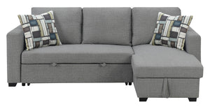 English Elm Wallace & Bay - Gray Reversible Pop-Up Sleeper Sectional with Fossil Gray Finish, Engineered Wood, Easy Care, 87.5" Square Modern Comfort B2709S00032