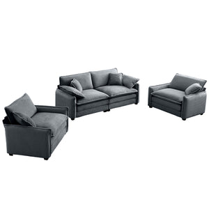 English Elm Luxurious Corduroy Sofa Set With Plush Cushions - Versatile Seating For Living Rooms & Clubs W714S00745
