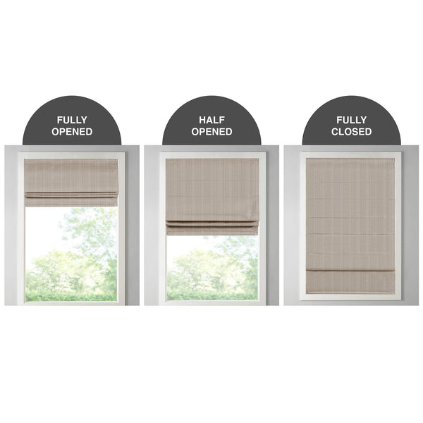 JLA Home Madison Park - Basketweave Room Darkening Cordless Roman Shade with Thermal Foam Insulation and Safe Cordless Lift Taupe MP40-7325