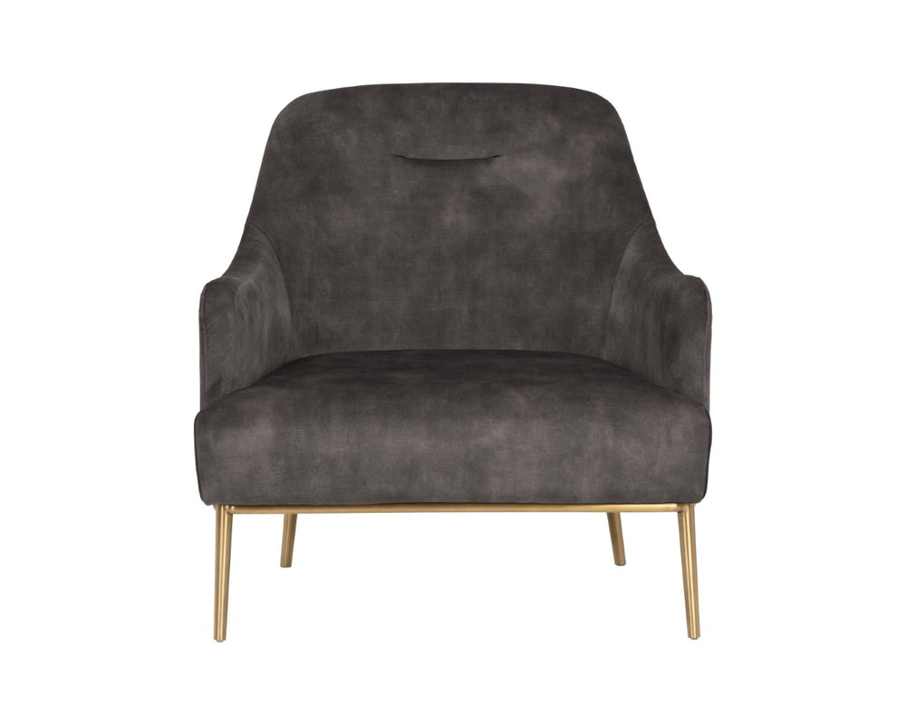 Sunpan CAMERON Lounge Chair - Elegant Mid-Century Design in Soft Nono Shitake Fabric with Gold Frame 106596
