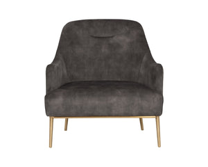 Sunpan CAMERON Lounge Chair - Elegant Mid-Century Design in Soft Nono Shitake Fabric with Gold Frame 106596