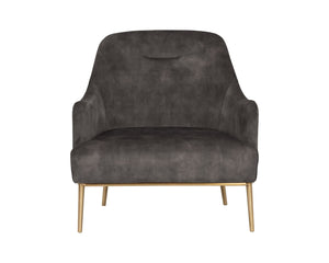 Sunpan Cameron Lounge Chair - Elegant Mid-Century Modern Design with Velvet Finish and Gold Accents Nono Shitake