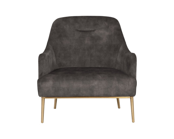 Sunpan Cameron Lounge Chair - Elegant Mid-Century Modern Design with Velvet Finish and Gold Accents Nono Shitake