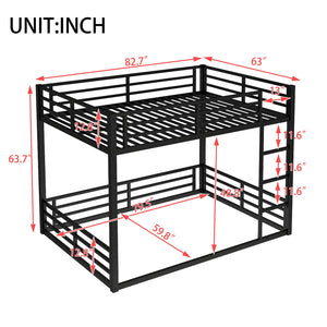 English Elm Metal Queen Over Queen Bunk Bed – Space-Saving Design For Teens & Adults, No Box Spring Needed, Black W1580S00140