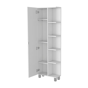 English Elm Los Angeles Linen Cabinet with Five Shelves & Door Cabinet, White Bathroom Storage, Mobile Elegance B128P148737