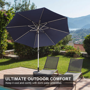 English Elm 9FT Patio Umbrella with Crank & Tilt, 180G UV‑Resistant Waterproof Canopy, Wind‑Vent, 8 Ribs Navy Blue W1859P195945