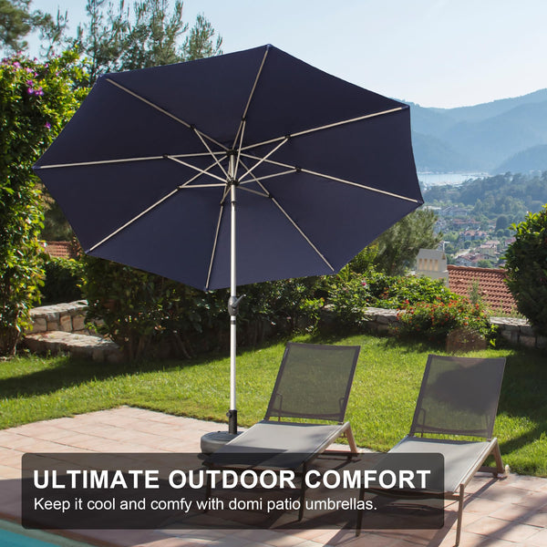 English Elm 9FT Patio Umbrella with Crank & Tilt, 180G UV‑Resistant Waterproof Canopy, Wind‑Vent, 8 Ribs Navy Blue W1859P195945