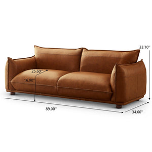 English Elm Ava Italian Leather Channel Tufted Sofa with Gold Legs for Modern Living Rooms B183P231996