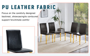 English Elm Set Of 4 Modern Black Pu Leather Backrest Chairs With Gold Metal Legs For Stylish Home Decor W3226P279074-GIGA
