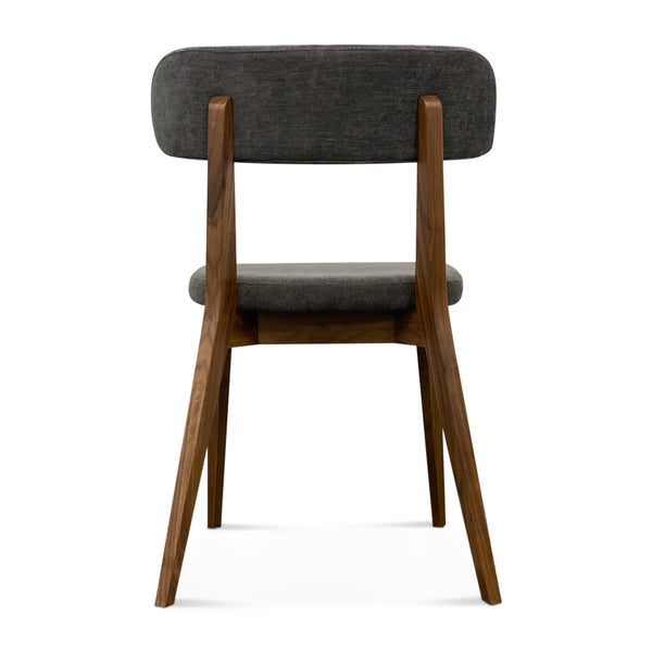 English Elm Modern Modern Midcentury Walnut Dining Chair with Charcoal Grey Fabric Upholstery, Solid Wood Comfort Design B353P380272