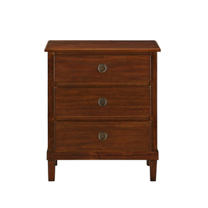 English Elm Chamberlin Brown Solid Wood 3-Drawer Nightstand with Antique Bronze Rings, Full-Extension Glides, 27" H B050P376938