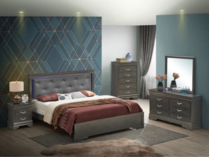 English Elm Transitional King Bed with Durable Particleboard Frame, Elegant Curves and Versatile Finish for Any Bedroom Black 5 L x 80 W x 8 H B078S00536