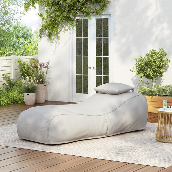 English Elm Christopher Knight Home® - Lemoore Outdoor Bean Bag Lounge Chair For Ultimate Comfort - Weather-Resistant, Light Gray Design N775P265563G
