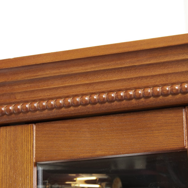 English Elm Lighted Corner Curio Cabinet - Elegant Display Shelf With Adjustable Glass Shelves & Ambient Lighting W1758P300137