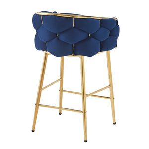 English Elm Christopher Knight Home® - 28'' Velvet Counter Stools Set of 2 with Gold Iron Frame, Plush Back & Footrest for Kitchen Dark Blue N780P199861B