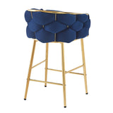 Christopher Knight Home® - Noble House - - 28'' Modern Counter Stools Set Of 2,Dark Blue Counter Stools With Iron Frame,Soft Back And Cushion,Footrest,Suitable For Kitchen/Bedroom/Dining Room.