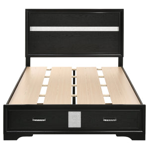 English Elm Urbana Black Full Storage Panel Bed with Crystal Pulls & Glitter Trim, Slatted Platform, Drawers Included B062S00696