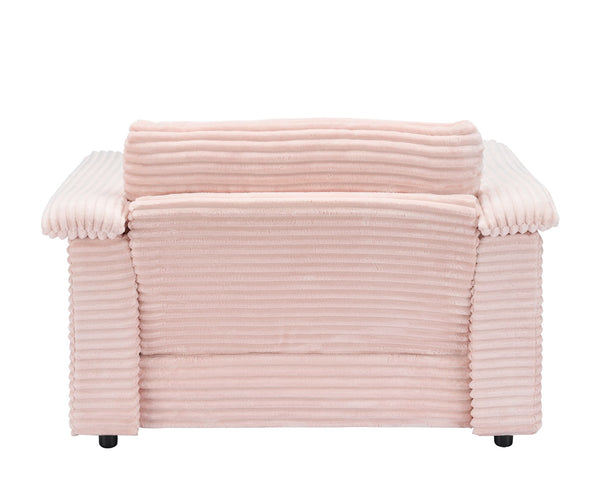 English Elm 47.24-inch corduroy armchair with storage ottoman and USB ports, spring seat, solid wood frame lounge Pink W3356S00022