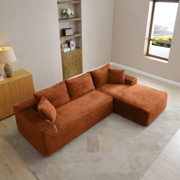 English Elm 105'' Modular L-shape Sectional Corduroy Couch Deep Seat Chaise Living Room Lounge W1117S00391