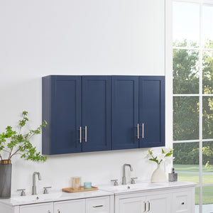 English Elm Wood Hanging Cabinet With Doors – Stylish Blue Storage Solution For Home Or Office Organization W914P292875-GIGA