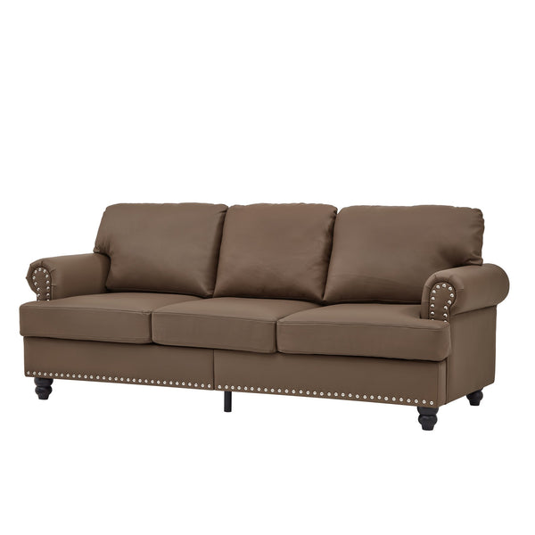 English Elm 83" Modern Classic Three-Seater Sofa with Storage, Upholstered Polyester, Solid Wood Frame, 900lb Capacity Brown W1097S00178