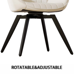 English Elm 63" Cream Mdf Dining Table Set With 6 Beige Pu Chairs & Black Metal Legs – Modern Mid-Century Style W2189S00681