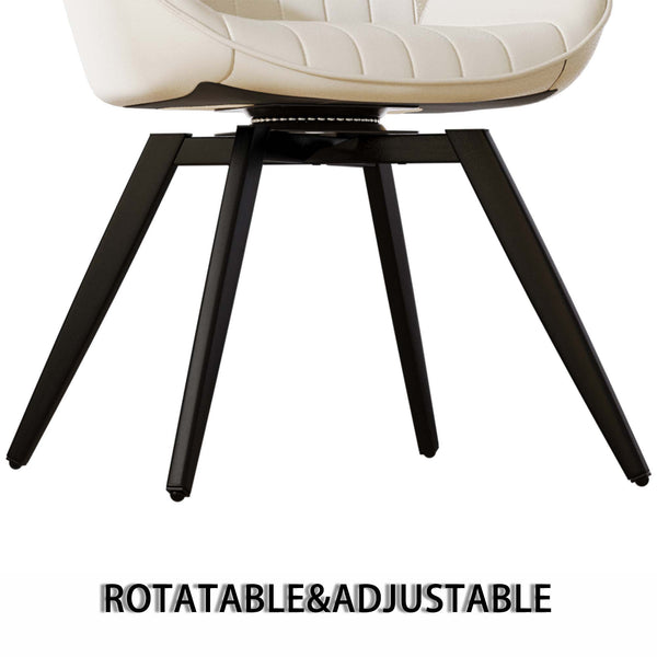 English Elm 63" Cream Mdf Dining Table Set With 6 Beige Pu Chairs & Black Metal Legs – Modern Mid-Century Style W2189S00681