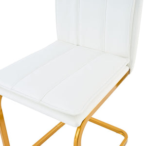 English Elm Modern Pu Leather Cantilever Dining Chairs Set of 4 with Steel Arc Frame for Kitchen White+Gold W5123P454212
