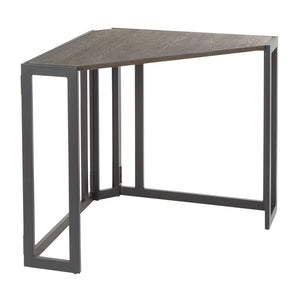 English Elm Roman L-shaped Corner Desk with Espresso Bamboo Top and Black Powder-coated Steel Frame B202P223961