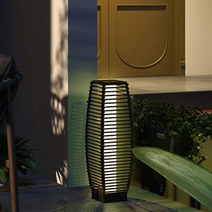 English Elm Outsunny Solar Rattan Pathway Lantern Outdoor Wicker Led Garden Light Auto Dusk Gray W2225P174045