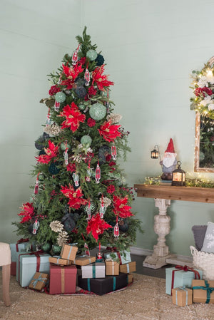 English Elm D3.9" Beaded Flocked Christmas Ball Ornaments Set of 6 Textured Holiday Tree Accents W2078P257514