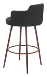 Kono Swivel Barstool - Set of 2 Black & Walnut 110374 Zuo Modern