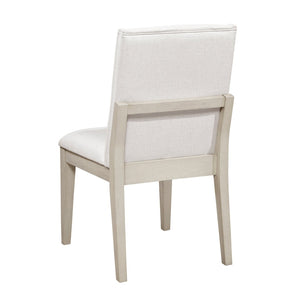 English Elm Beautiful Ivory Fabric Dining Chairs Set of 2 with Antique White Wood Frame B011P447486
