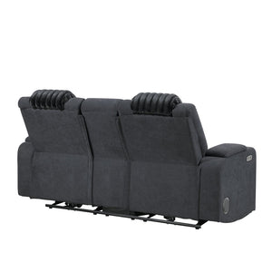 English Elm Duran Power Reclining Loveseat with Adjustable Headrests Led Lighting and Bluetooth Black B201P412674