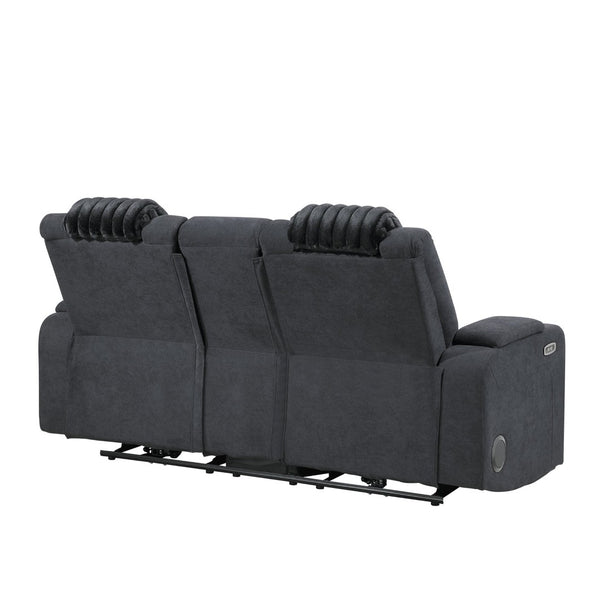 English Elm Duran Power Reclining Loveseat with Adjustable Headrests Led Lighting and Bluetooth Black B201P412674