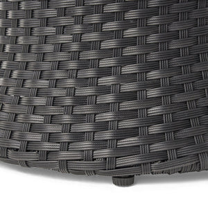 English Elm Christopher Knight Home® - KONO Woven Outdoor 3-Piece Patio Chat Set with Aluminum Frame, Tempered Glass Table, Cushions Black+Ivory 53142.00ALU