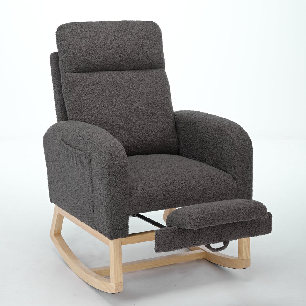 English Elm Modern Upholstered Rocking Chair With Solid Wood Legs - Cozy Nursery Glider & Stylish Lounge Armchair W2725P199493