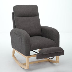 English Elm Modern Upholstered Rocking Chair With Solid Wood Legs - Cozy Nursery Glider & Stylish Lounge Armchair W2725P199493