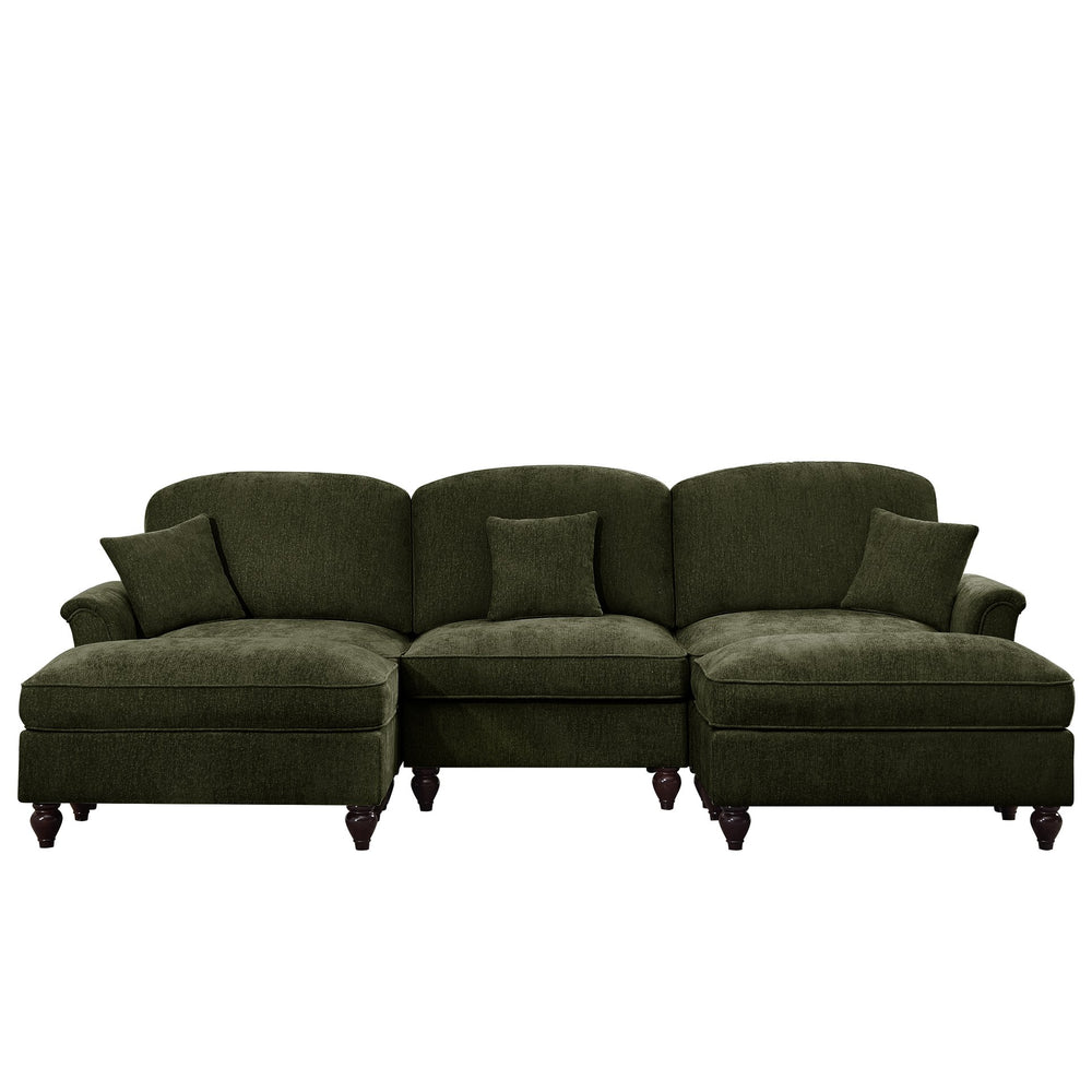 English Elm Classic Comfy Modular U-Shape Sectional Sofa - Elegant Chenille Couch With Flared Arms & Versatile Design W3041S00268