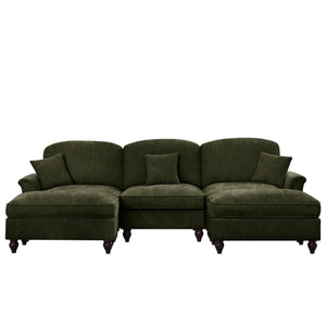 English Elm Classic Comfy Modular U-Shape Sectional Sofa - Elegant Chenille Couch With Flared Arms & Versatile Design W3041S00268