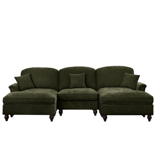 English Elm Classic Comfy Modular U-Shape Sectional Sofa - Elegant Chenille Couch With Flared Arms & Versatile Design W3041S00268